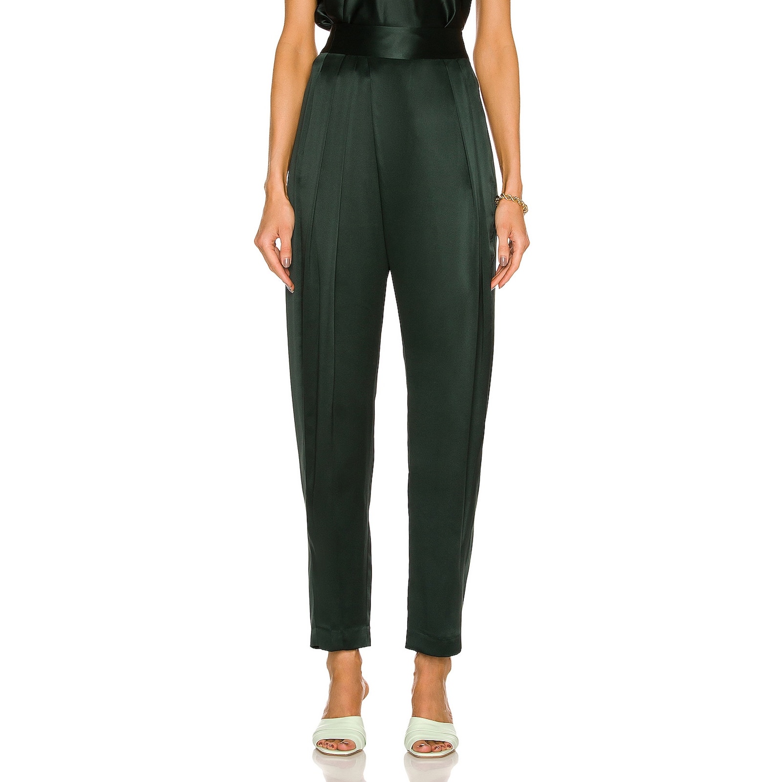 The Sei Sleek Green Draped Pleat Size 4 Pants